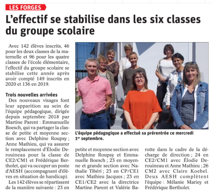 04 09 2021 RENTREE ECOLE LES FORGES