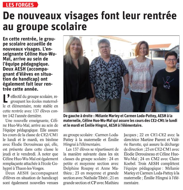 06 09 2022 RENTREE ECOLE LES FORGES
