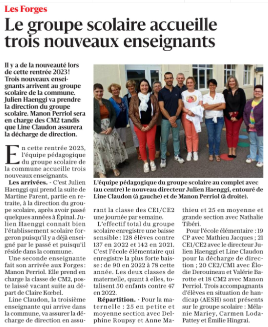 04 09 2023 RENTREE ECOLE LES FORGES