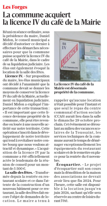 13 10 2023 CONSEIL LICENCE IV LES FORGES