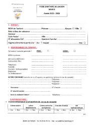 Fiche Sanitaire 2025/2026