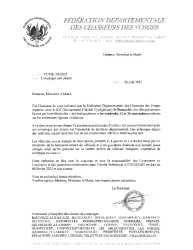 lettre fédération départementale des chasseurs
